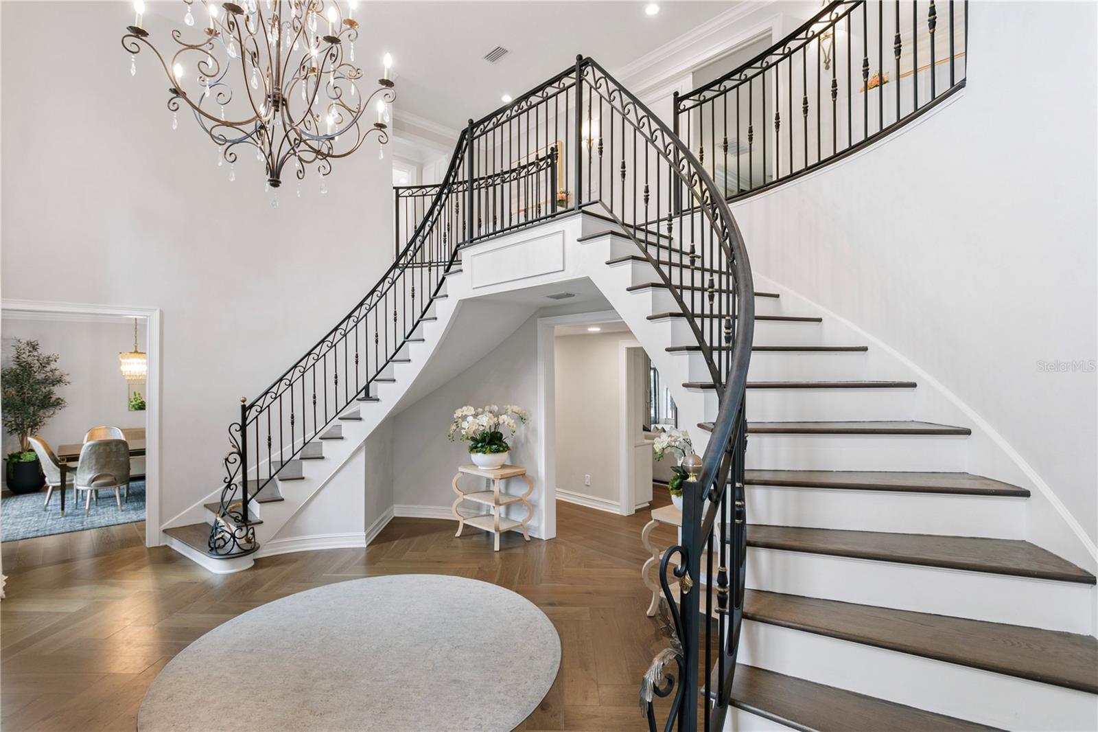 Double Ornamental Iron Staircase