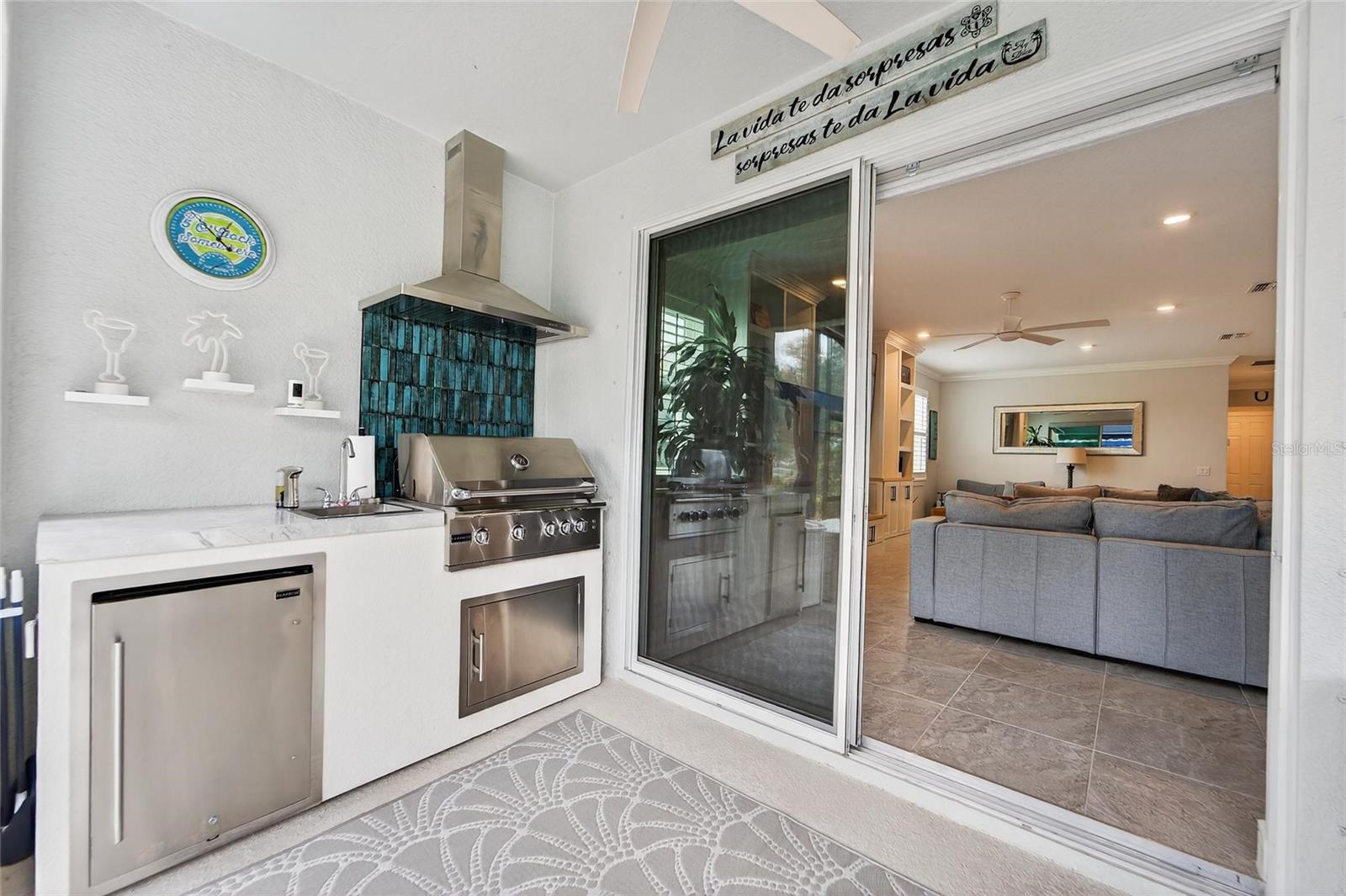 Lanai with outdoor kitchen