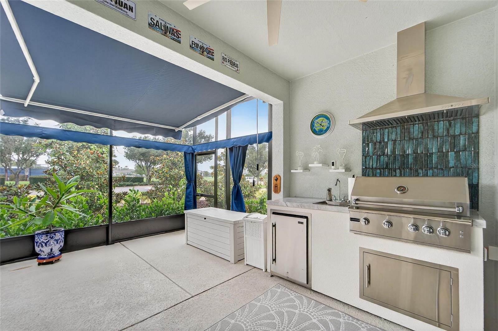 Lanai with outdoor kitchen