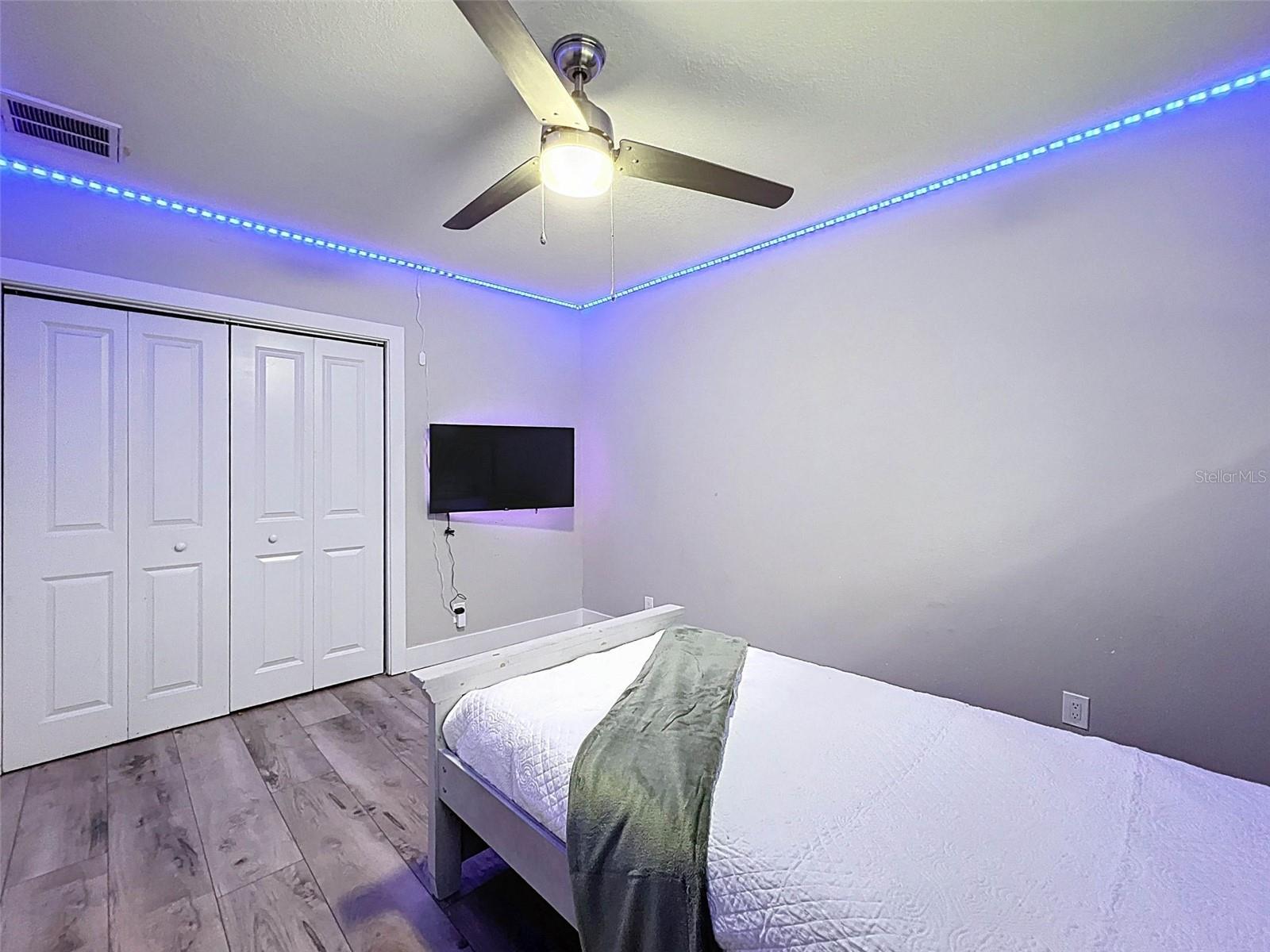 Color changing LED lights in Bedroom 2
