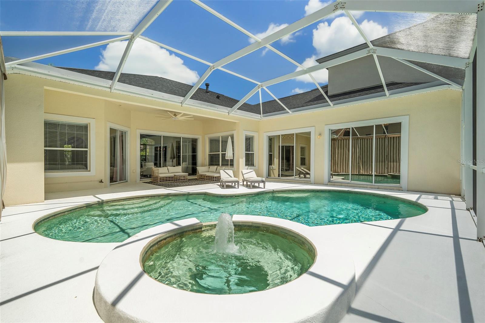 Pool and Hot Tub with Four Entries and Views from House
