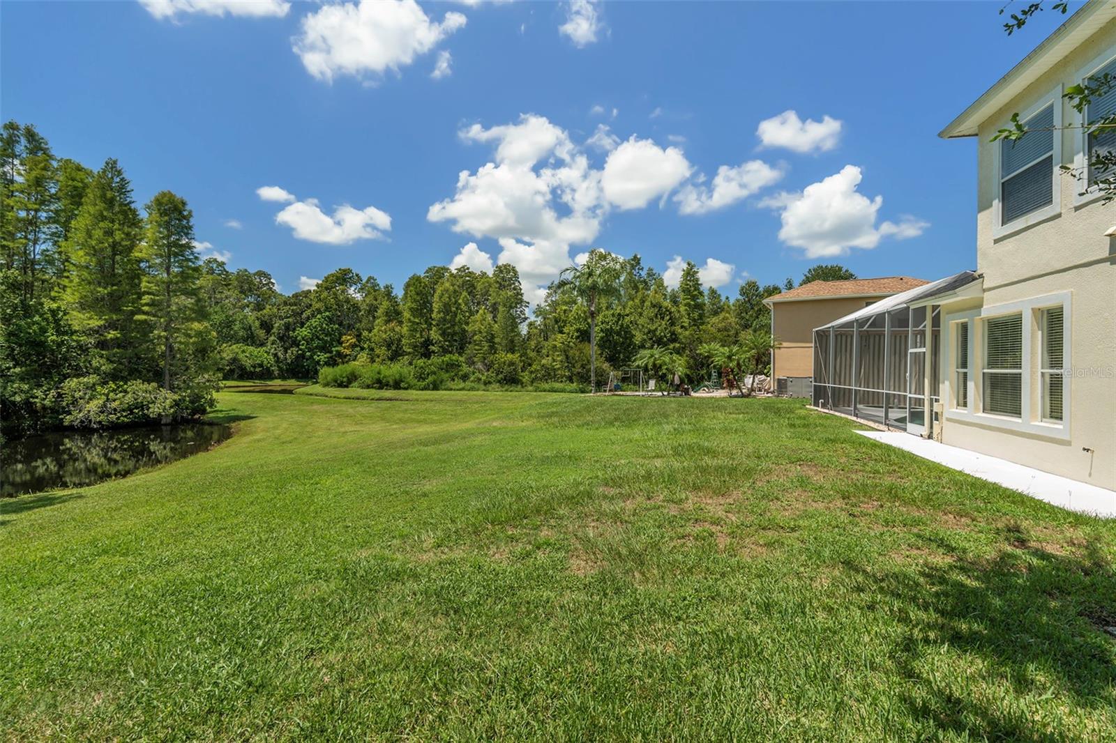 Large Backyard with So Much Space and View of Pond