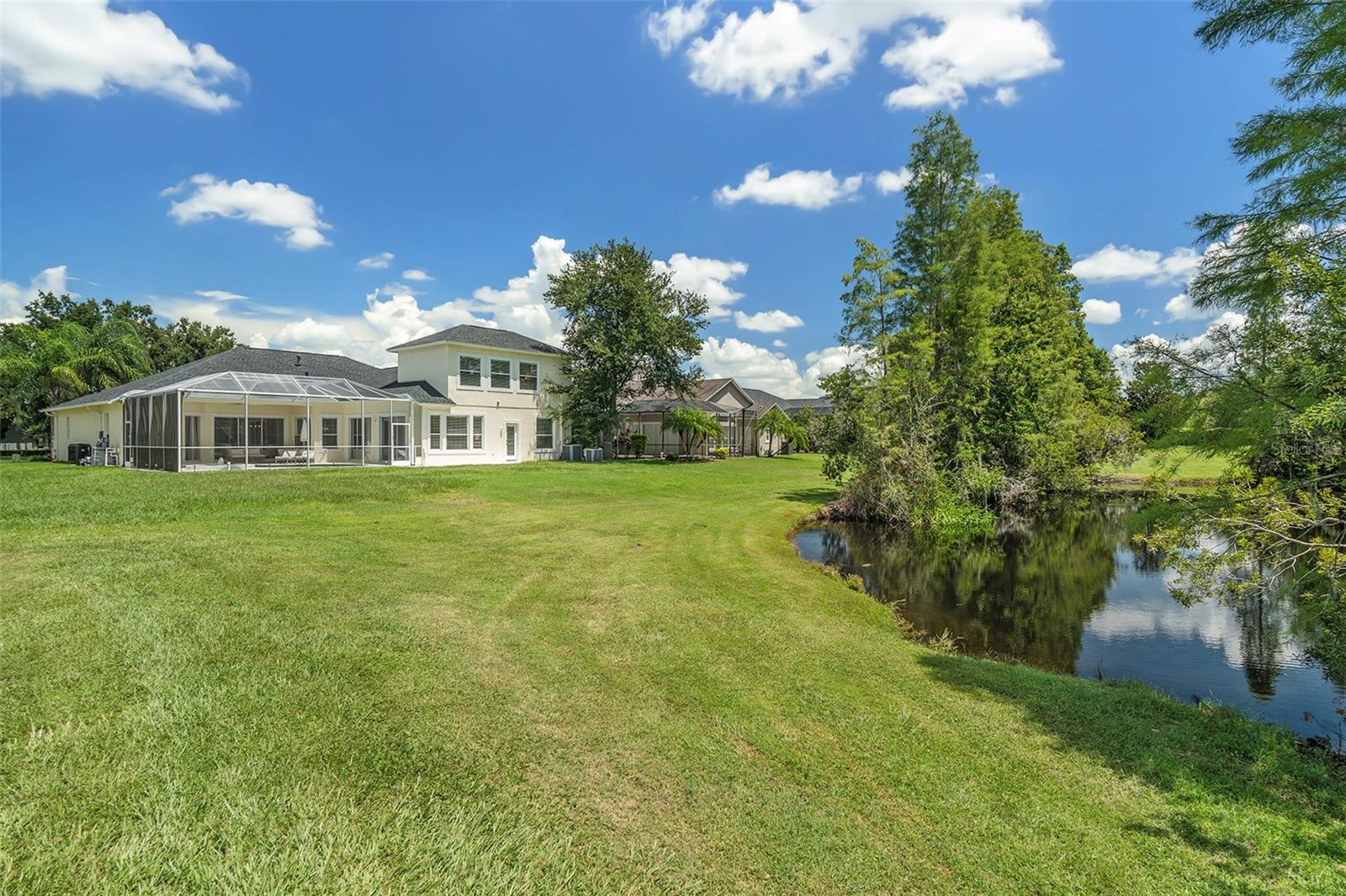 Large Backyard with So Much Space and View of Pond