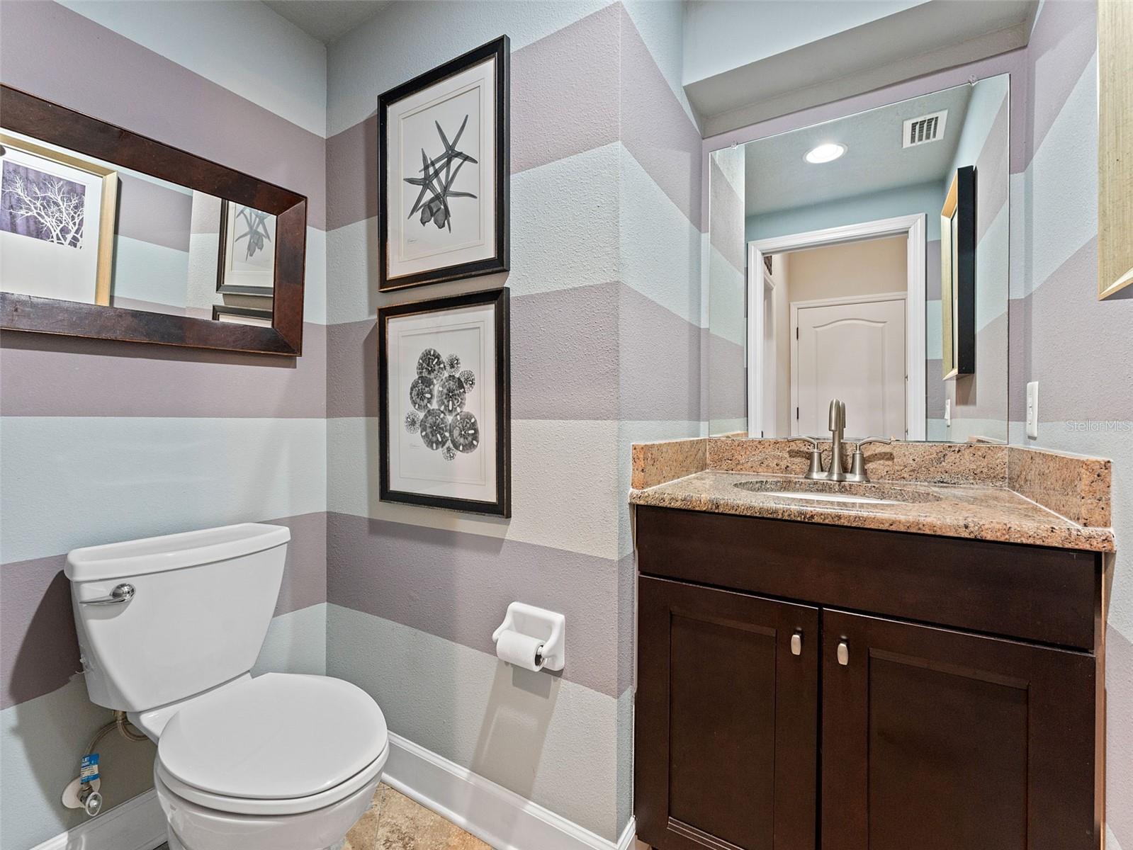 Downstairs bathroom, custom wall treatment