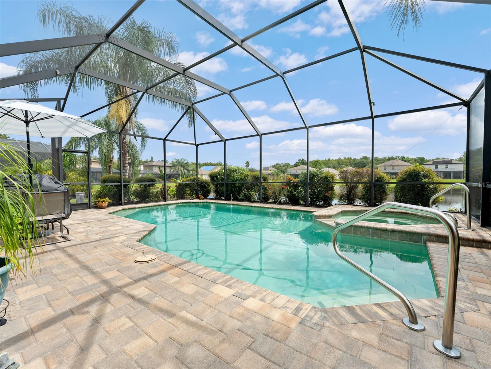 Pavers compliment the whole pool area