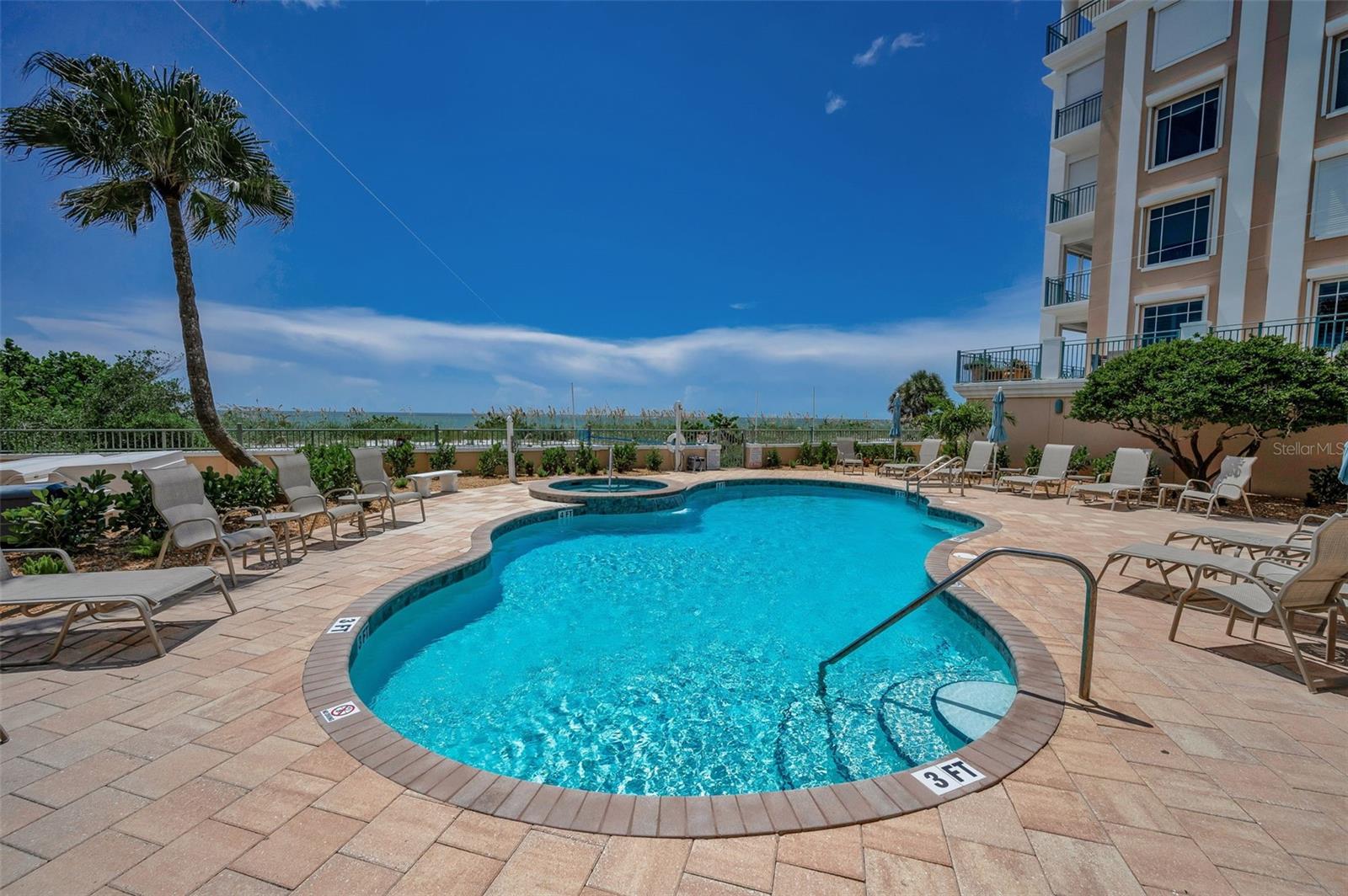 Beachfront pool area - Clean and comfortable.
