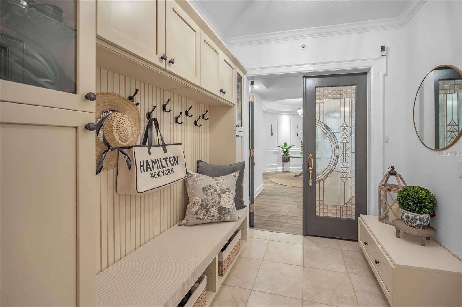 This convenient landing area will help keep you organized.