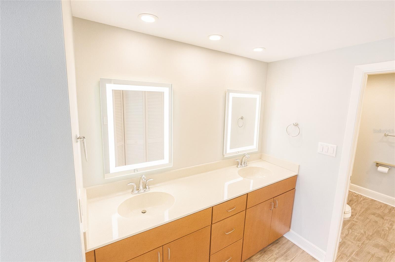 Master bath dual sinks