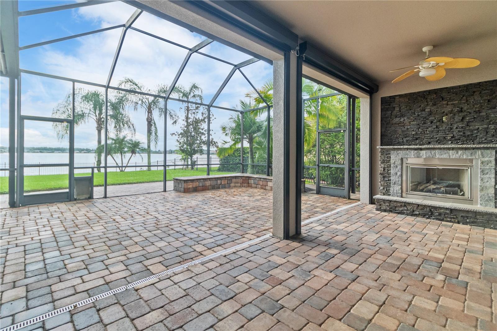 outdoor, covered fireplace