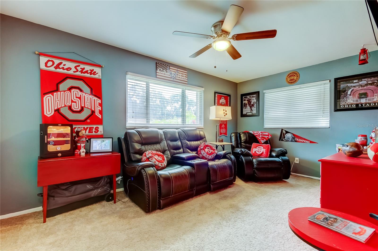 Bedroom 3 is being utilized as the inside Sports Fun Room