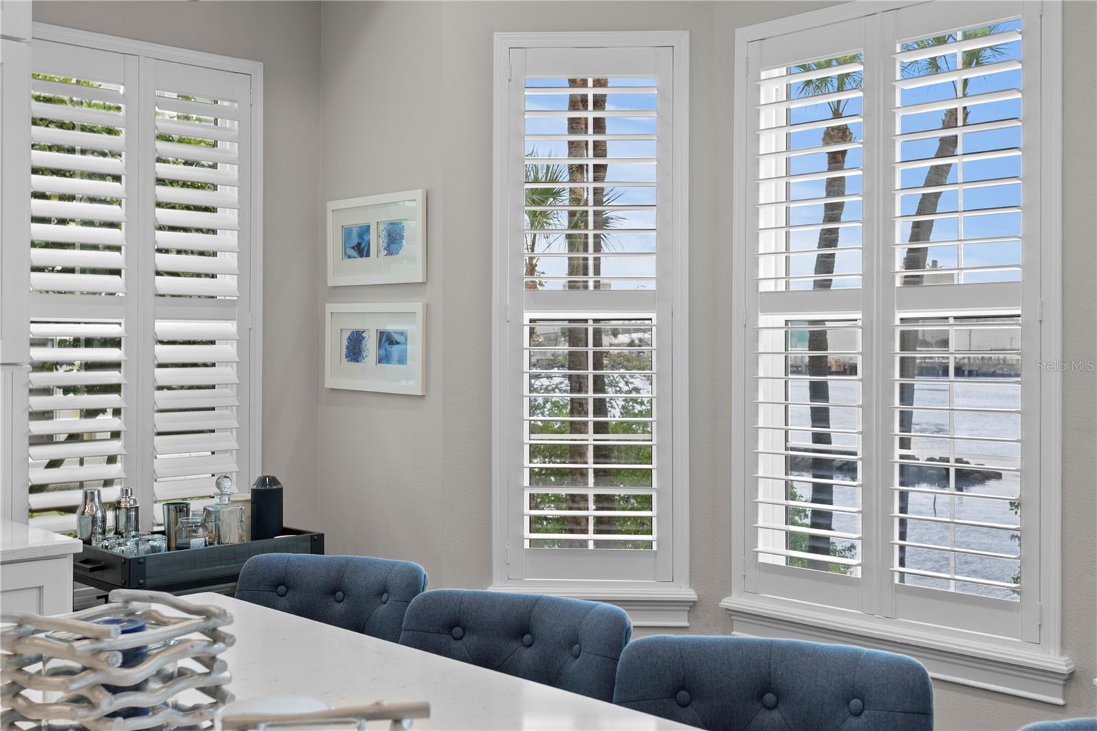 Loads of windows with site lines to the water allow natural light to fill the home