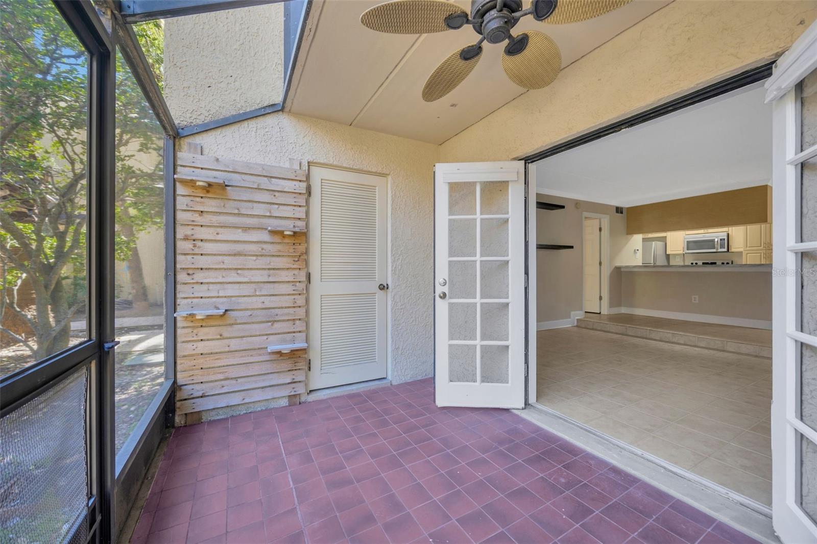 View of french doors and llaundry room