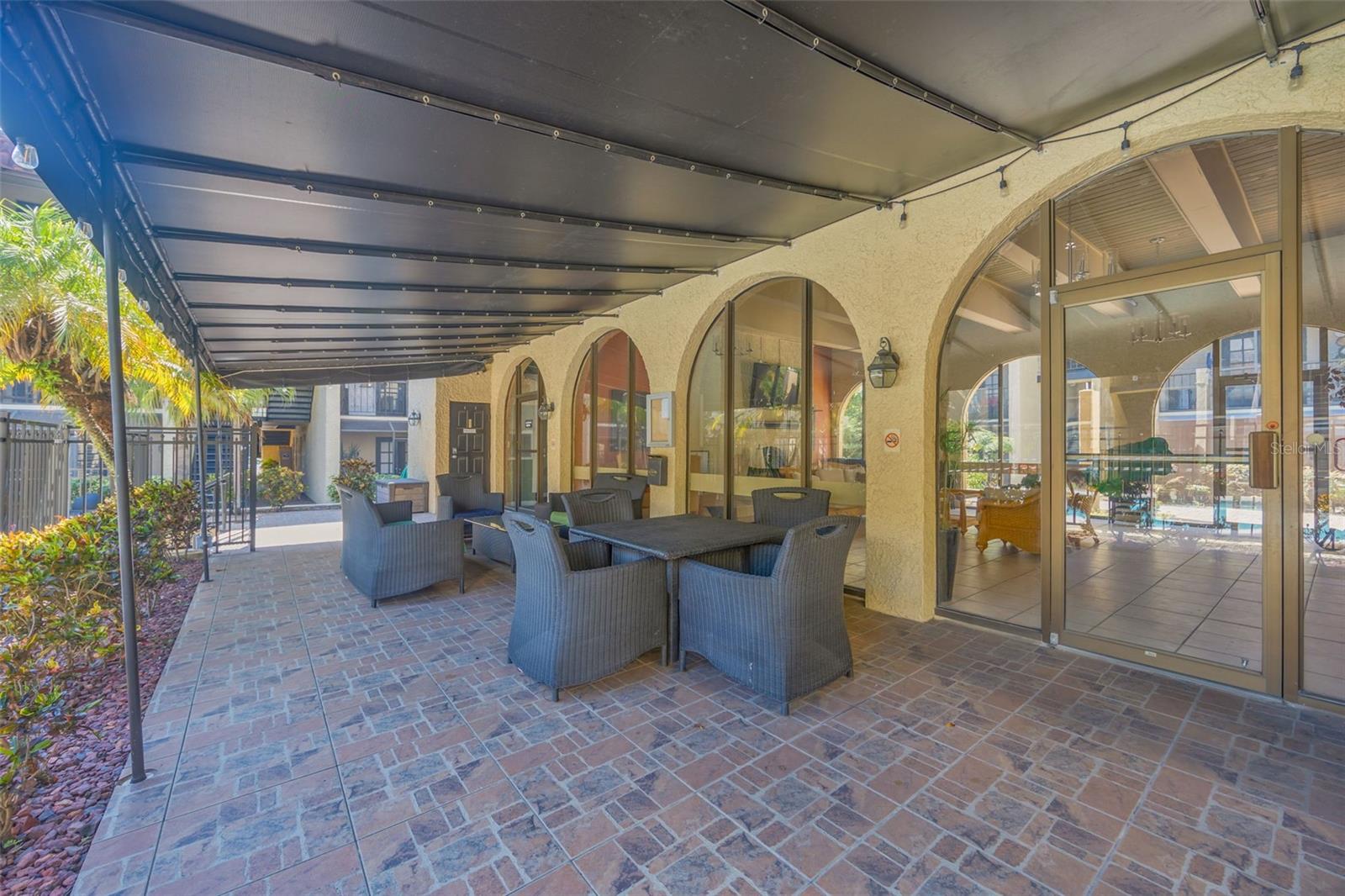 Shaded deck at clubhouse