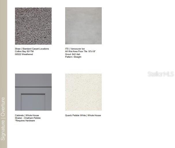 Design Selections.  Home is under construction and selections are subject to change.