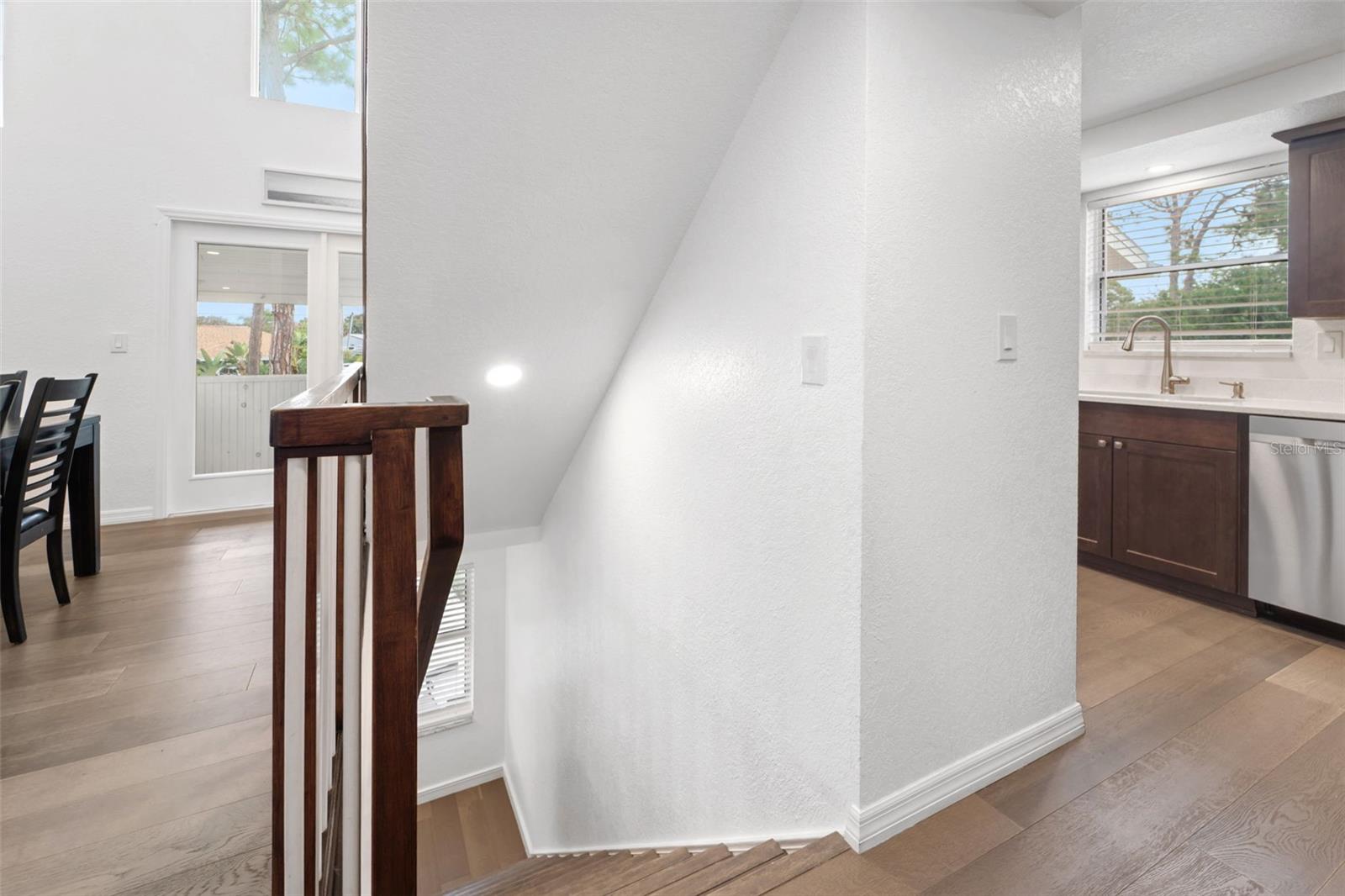 Stairs leading down to entry foyer.