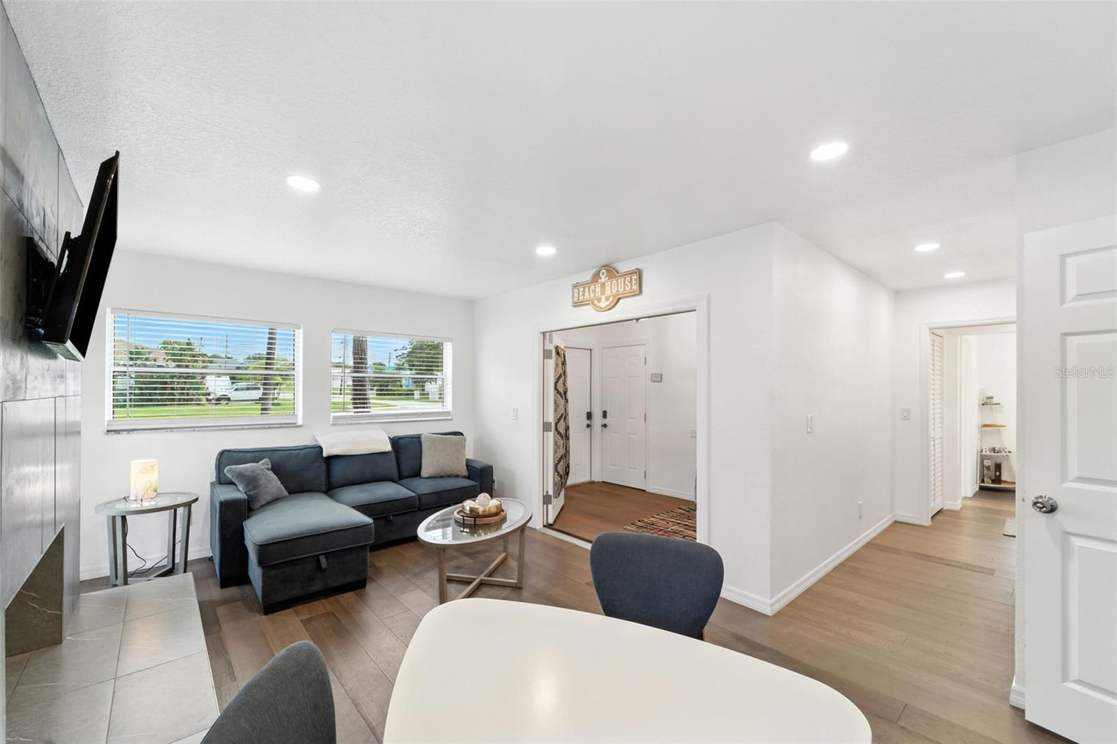 In-Law Suite looking towards living room and private entrance.