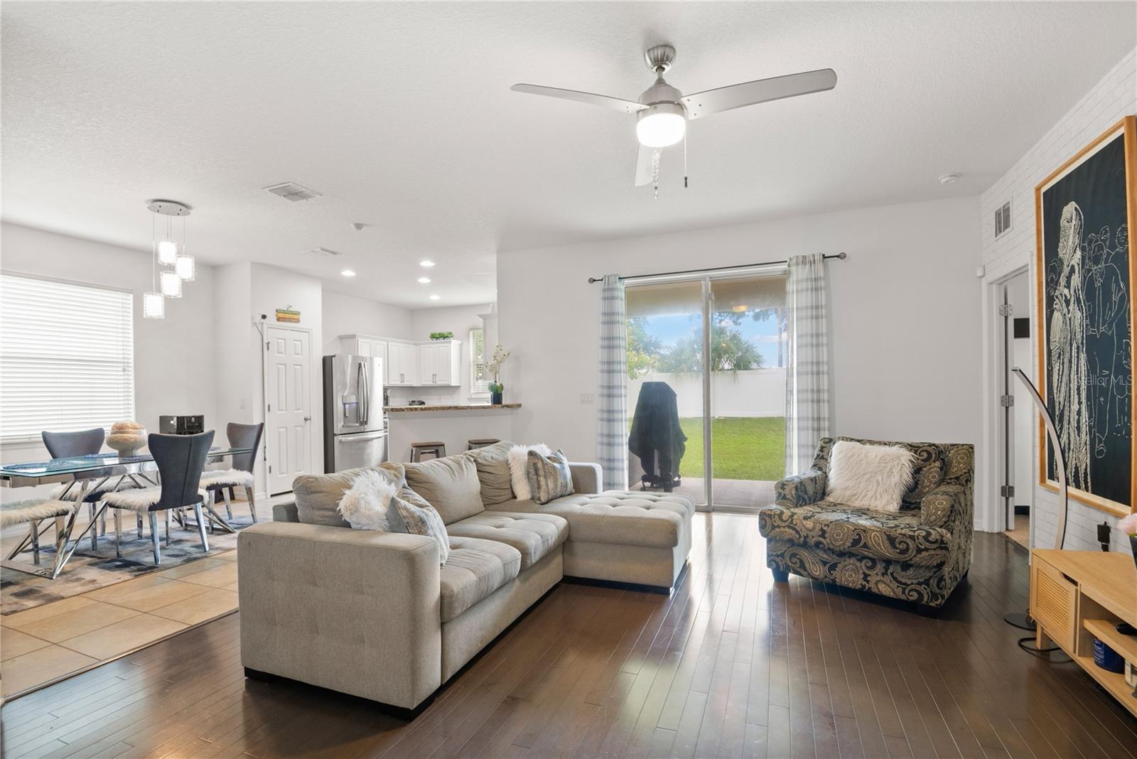 Living Room, Dining Room and Kitchen