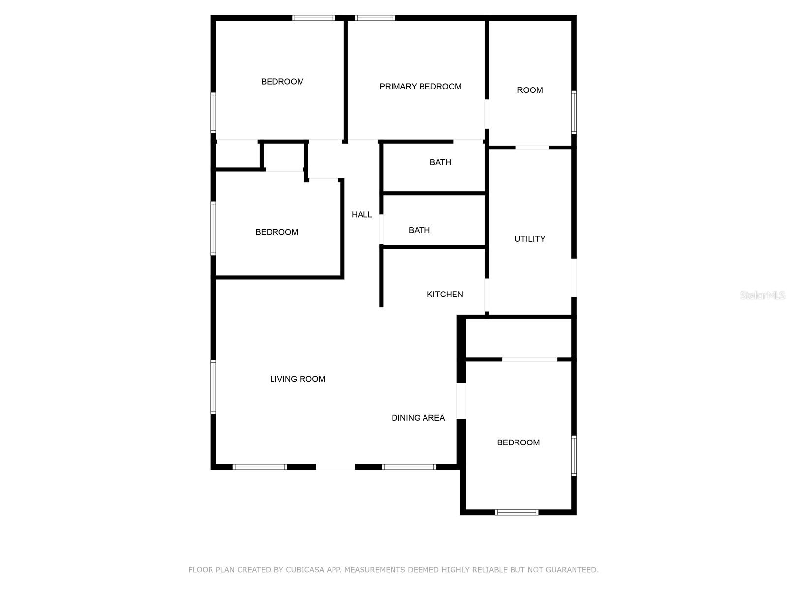 2D Floorplan - "Room" next to the primary bedroom is the walk-in closet.