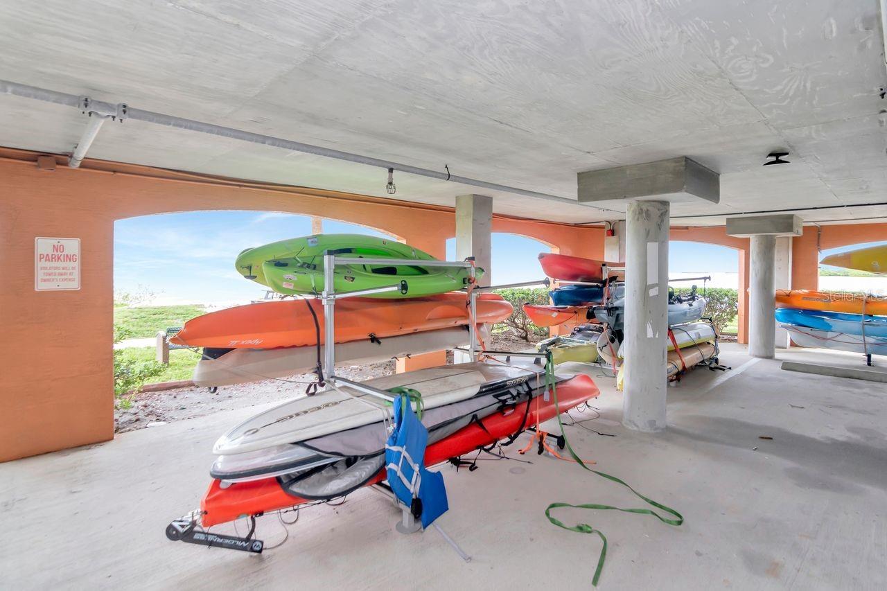 Canoe Storage in the parking garage