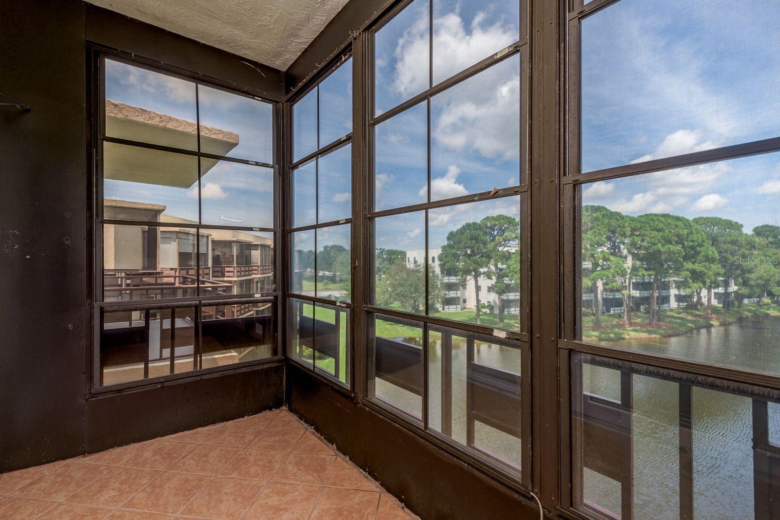 Lanai overlooking pond