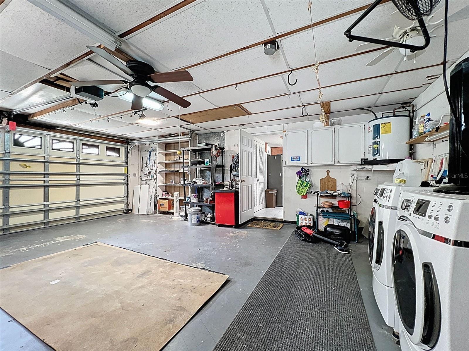 garage has a drop cieling