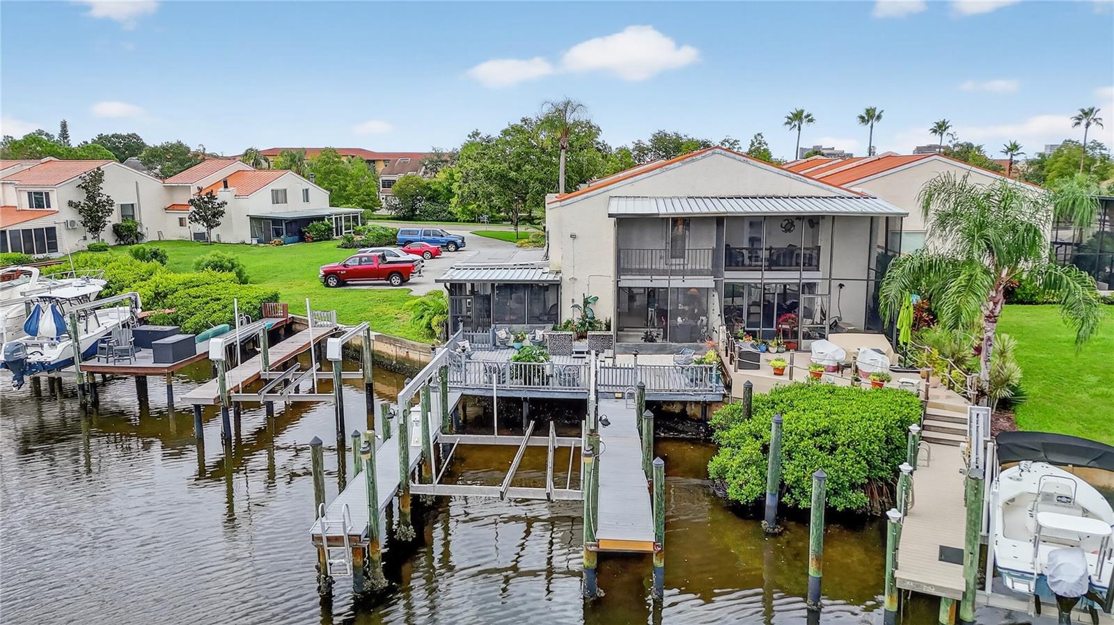 The private boat lift is right out your back patio.