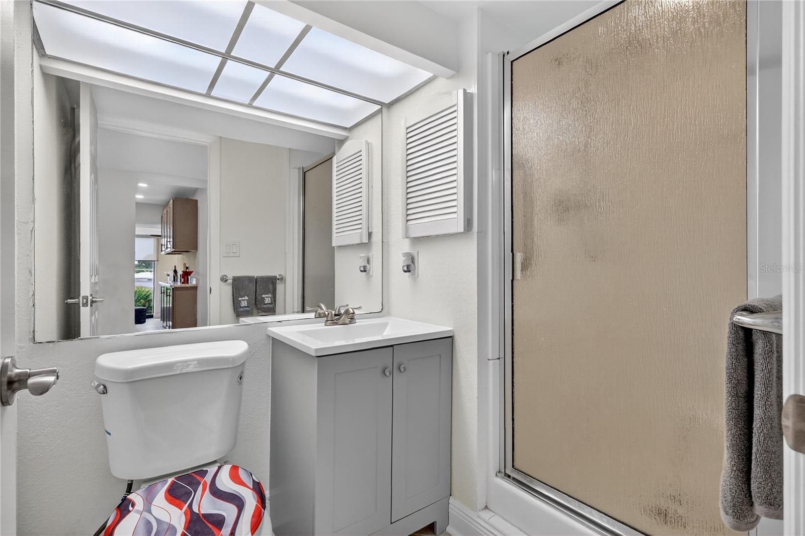 One full bath downstairs.