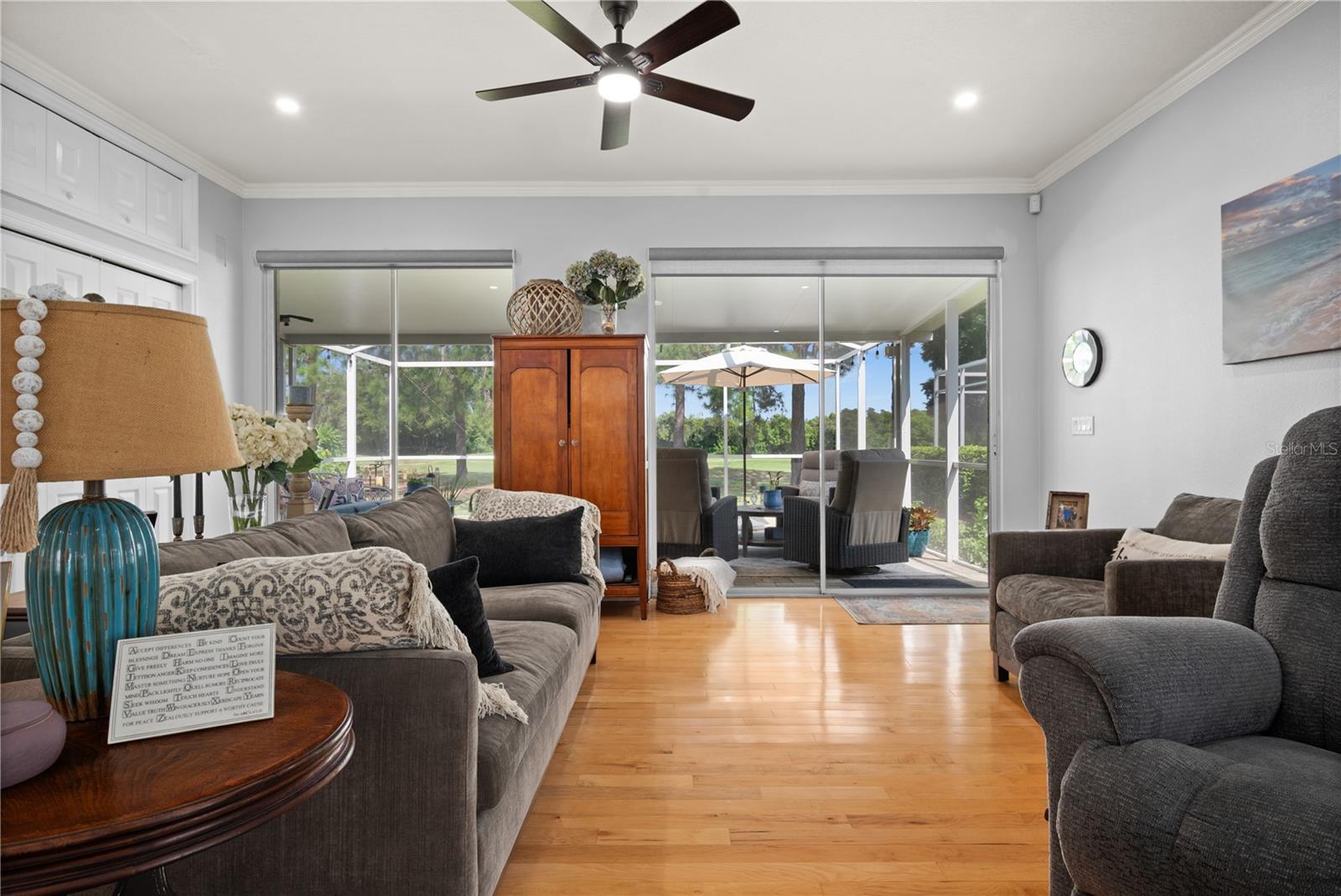 go outside to lanai from the family room to enjoy the gorgeous sunshine