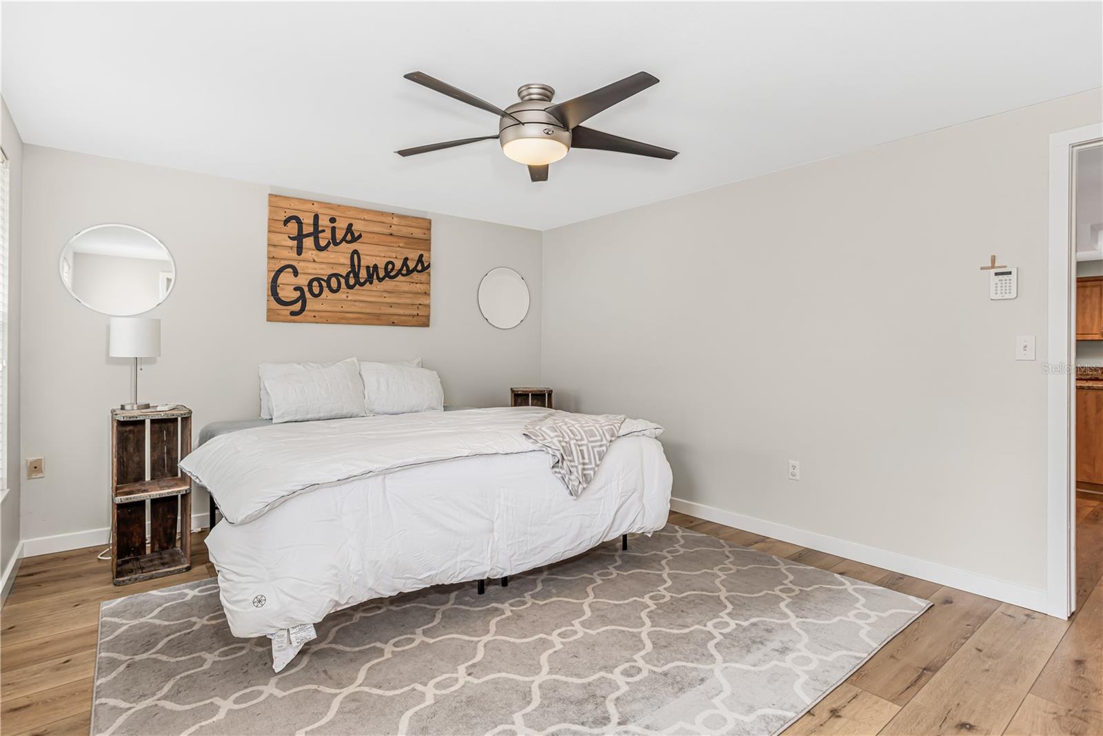 Bright Master Bedroom with Ceiling Fan!