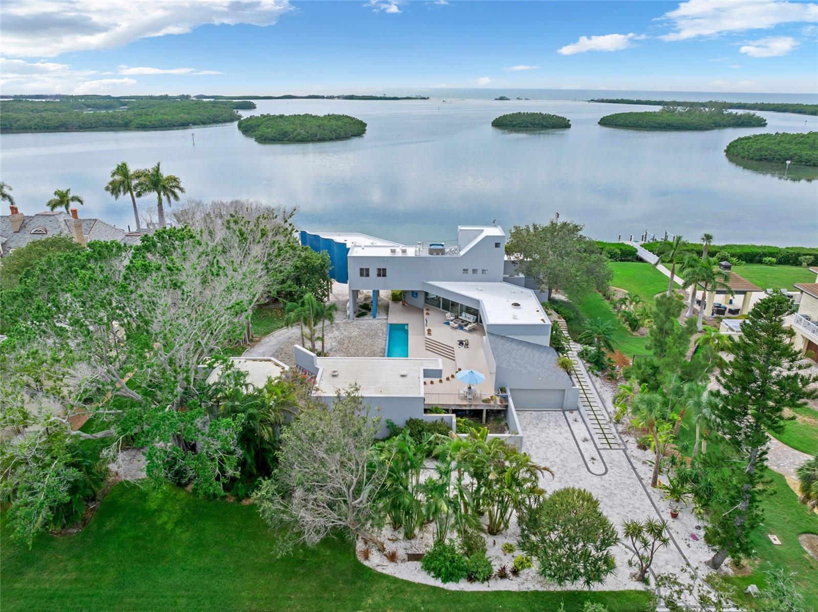 Aerial perspective showcasing how large the lot is - and the beach access to the Gulf of Mexico!