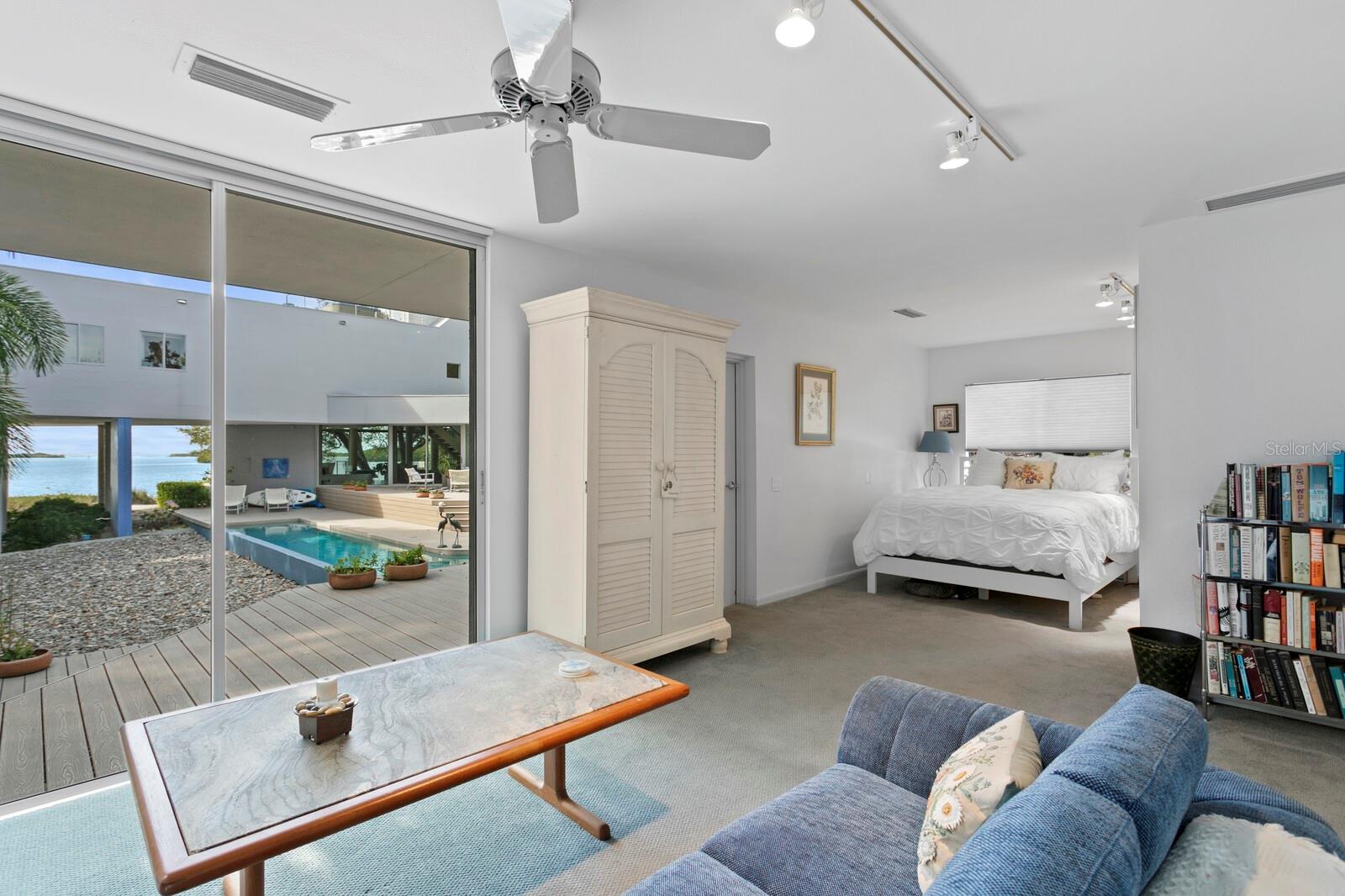 Guest house with views of the sparkling pool and the Gulf