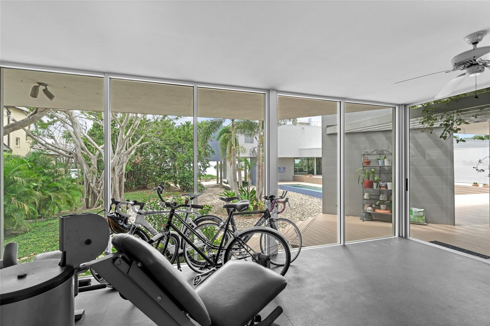 Enjoy great views from the private fitness room.