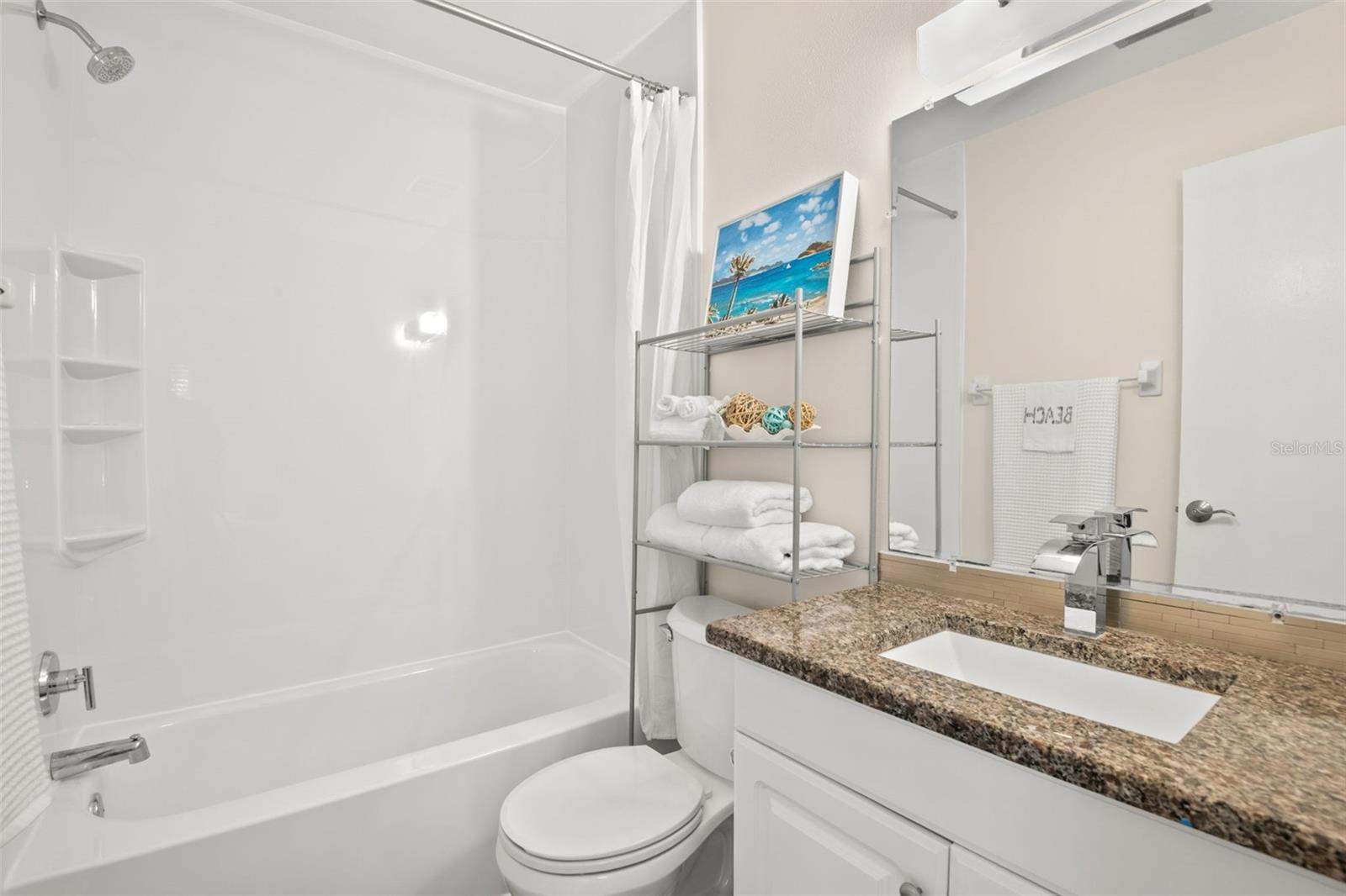 Newly Renovated Shower And Bath. Granite Counter, Updated Cabinet.