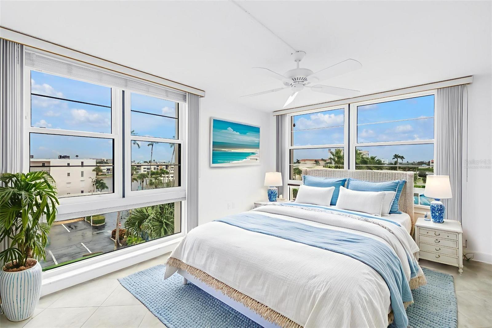 Virtually staged primary bedroom