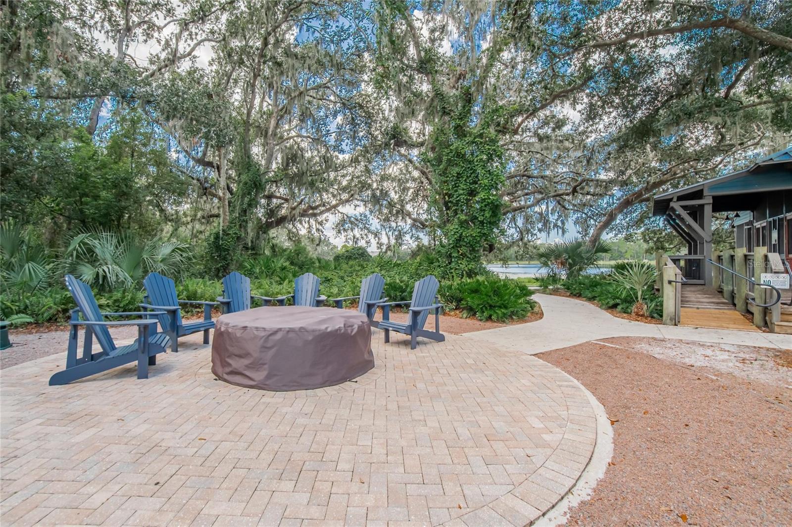 Gas fire pit at the Lake House