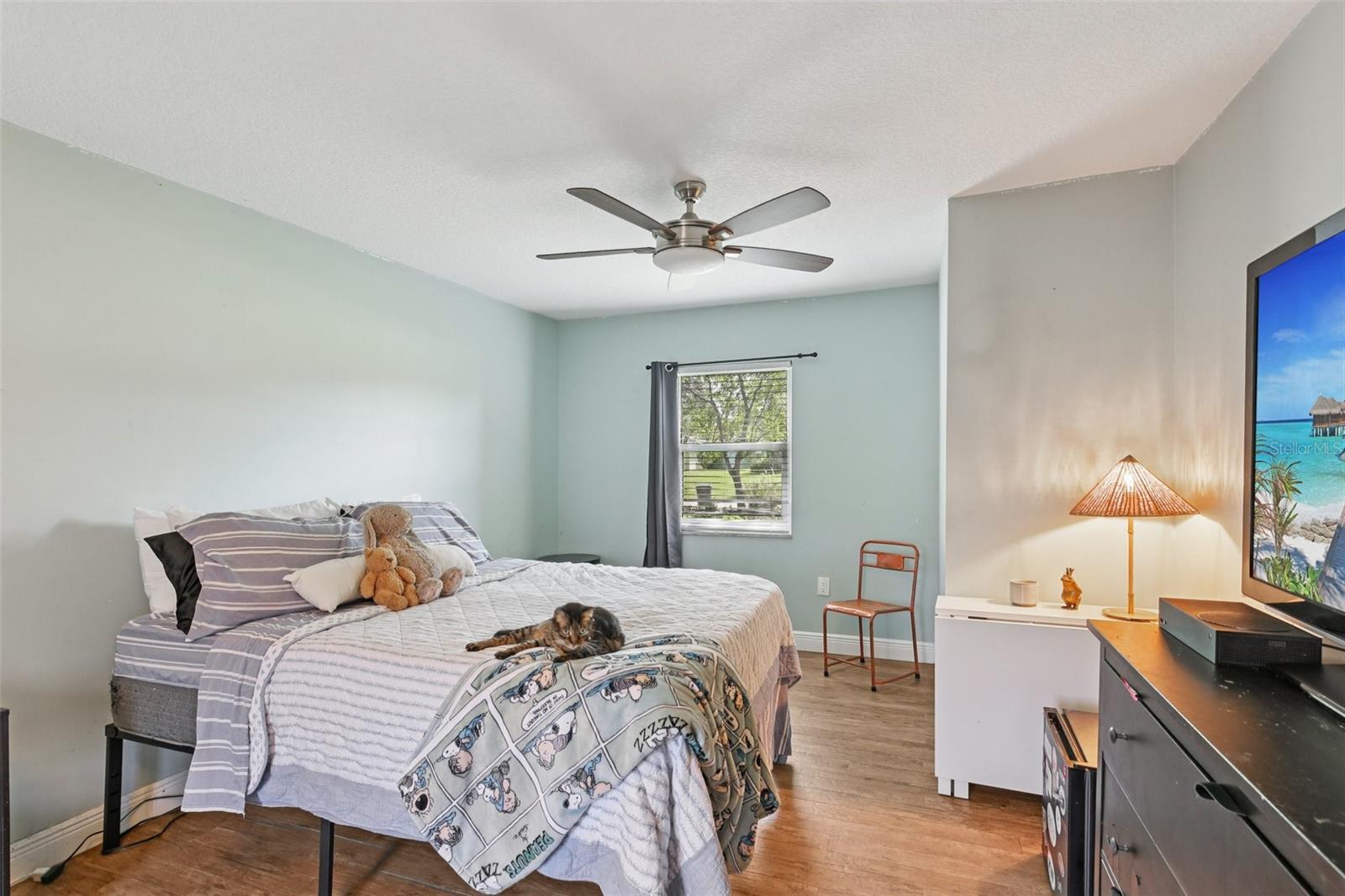 FLEX space (currently used as bedroom) and has 2 closets with door to backyard and door to garage