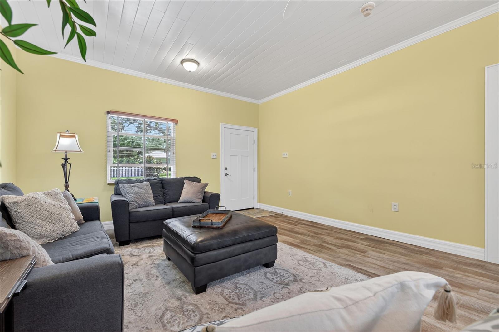 Spacious Family Room with high ceilings