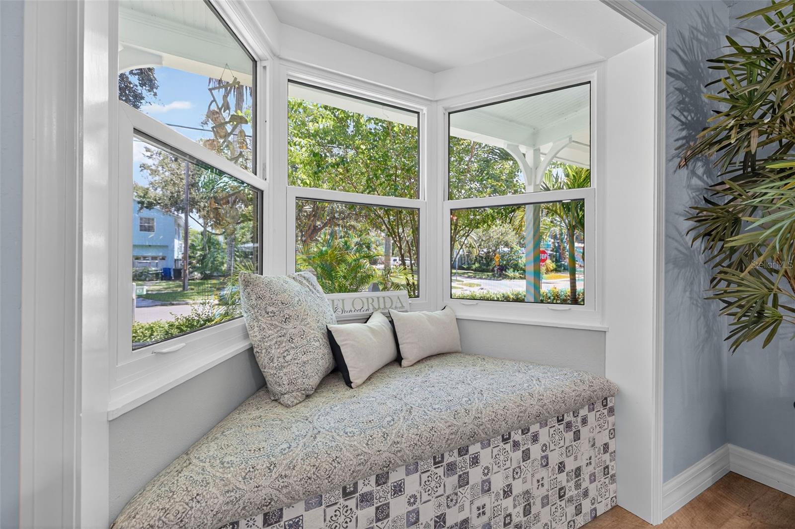 Bay window with custom designed bench