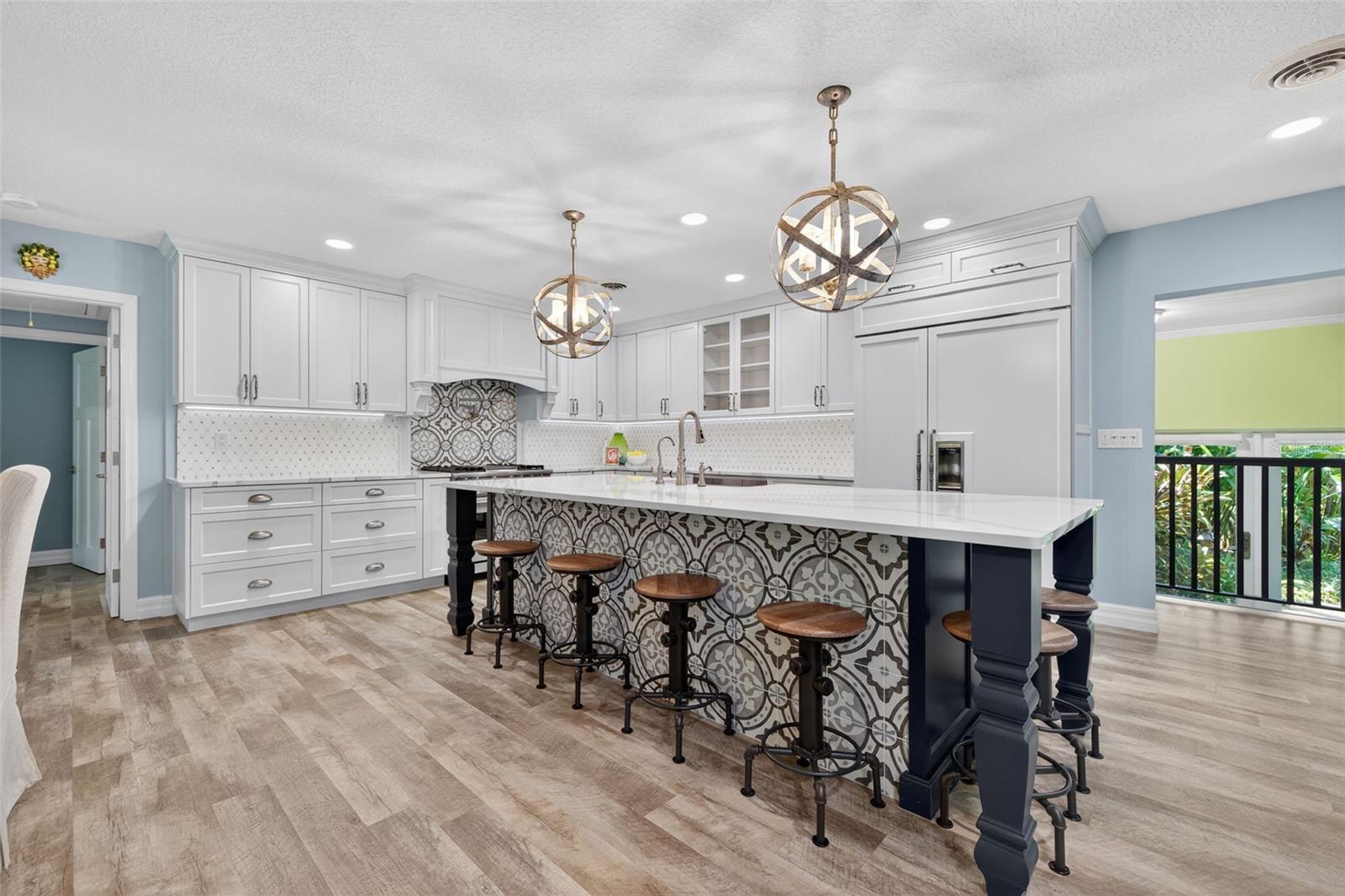 Large Kitchen Quartz  Countertop with plenty of seating