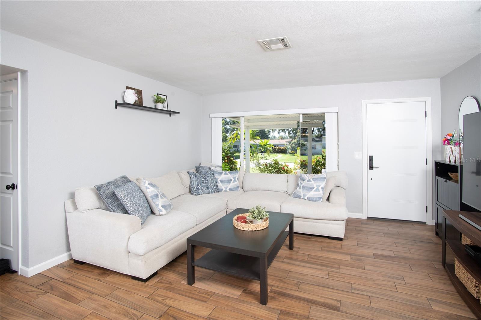 Living area, looking out to the front yard.
