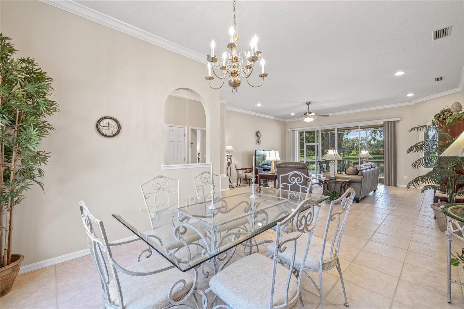 Dining room flows to the living and kitchen.