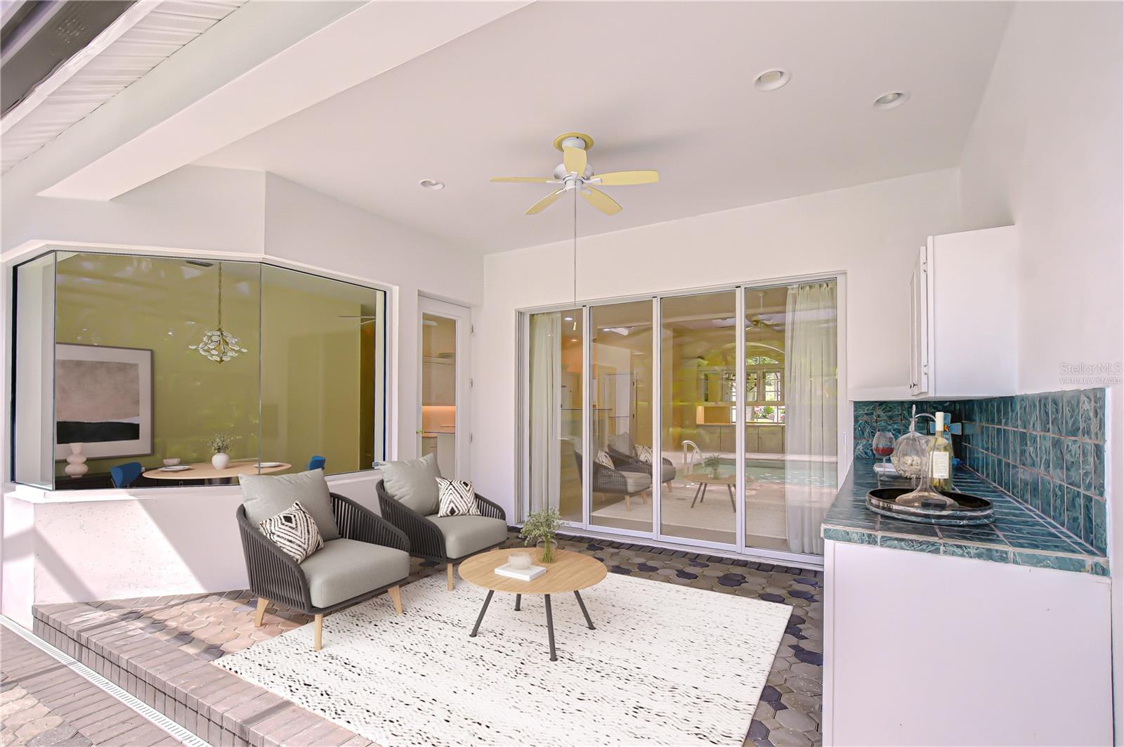 Virtually Staged Lanai & Outdoor Kitchen
