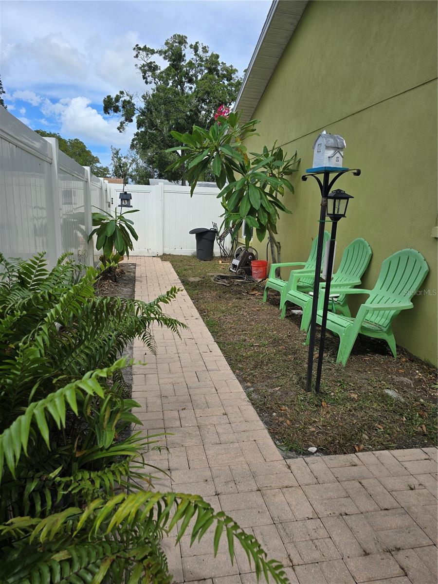 West side yard looking to front gate