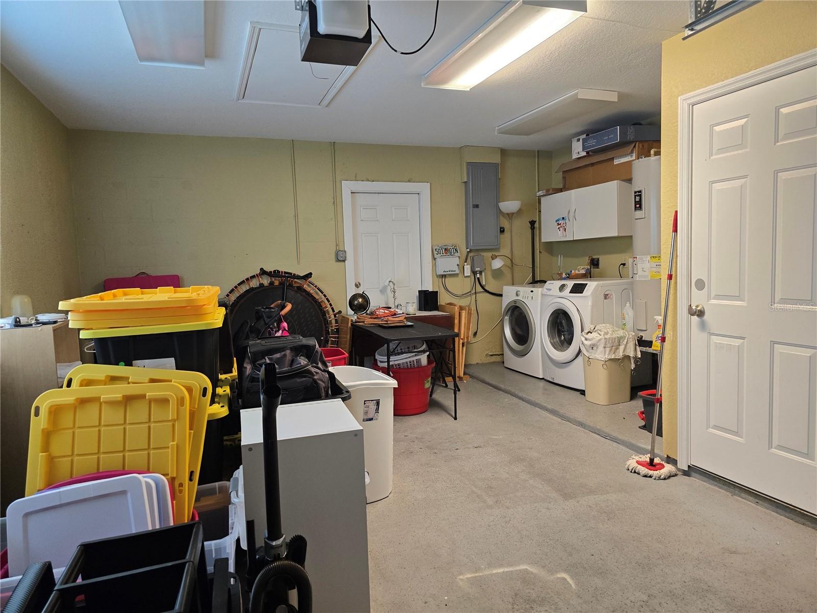 Garage from front - washer/dryer laundry area