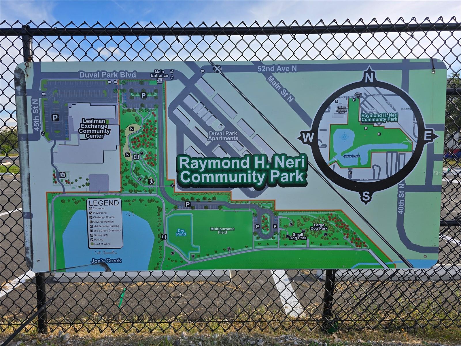Redevelopment map for the Lealman area. The house is located across the street in the top left corner of map - Park area, Playground, Pavillions, dog walks/park, Joe's Creek