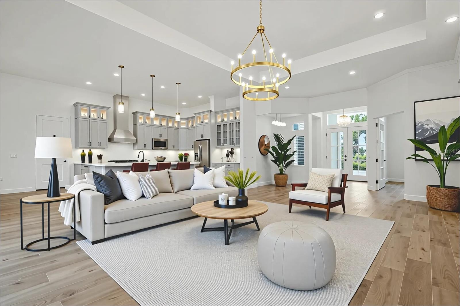 Virtually Staged Living to Kitchen