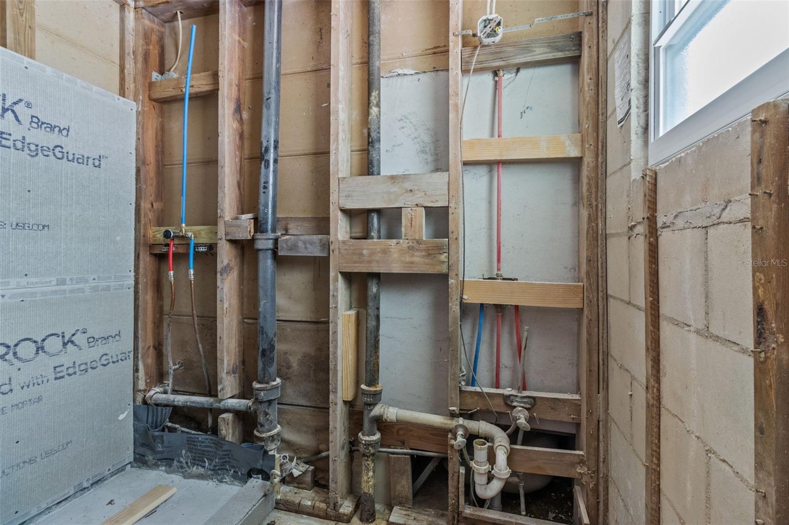 Primary bathroom is gutted