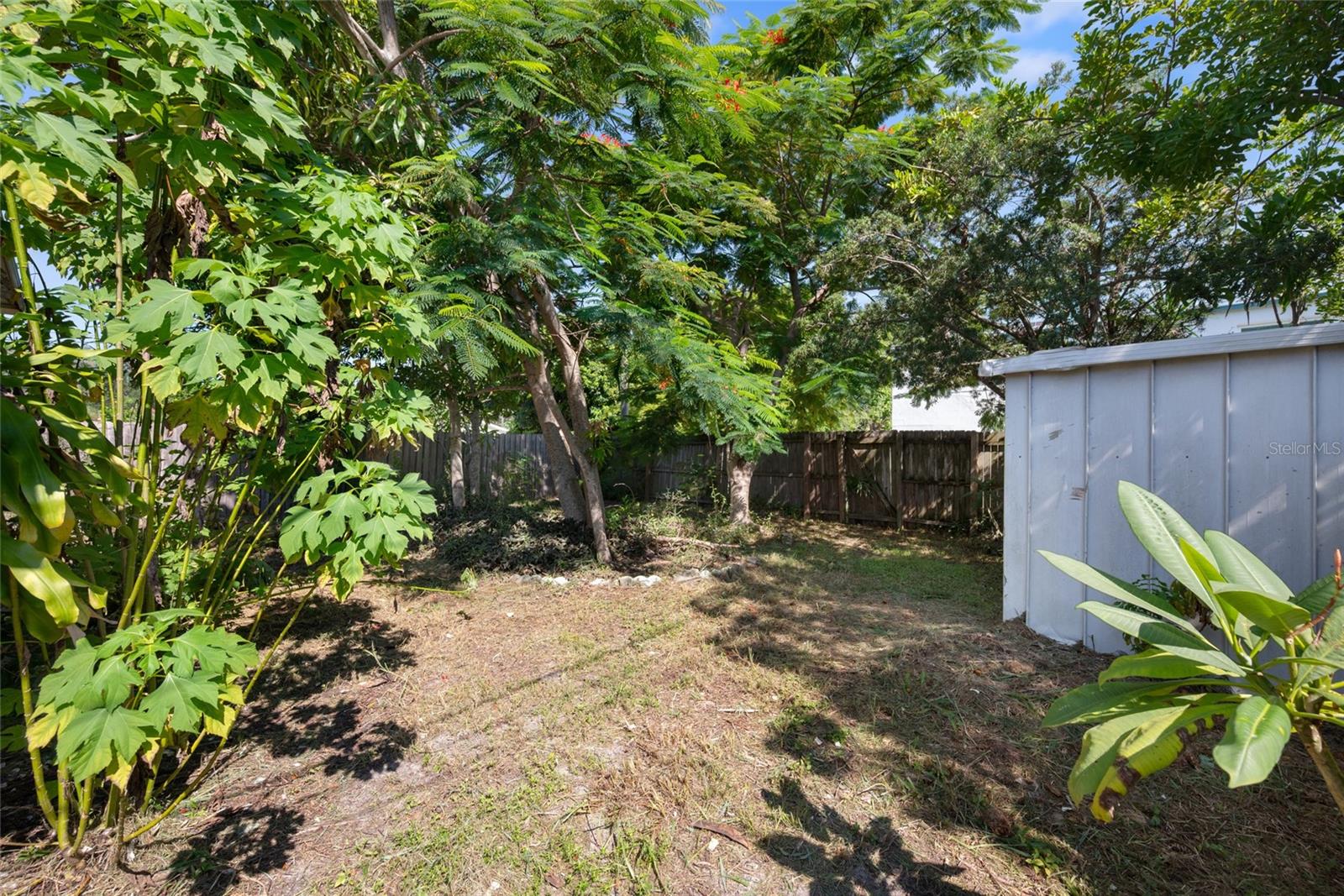Back yard is fenced