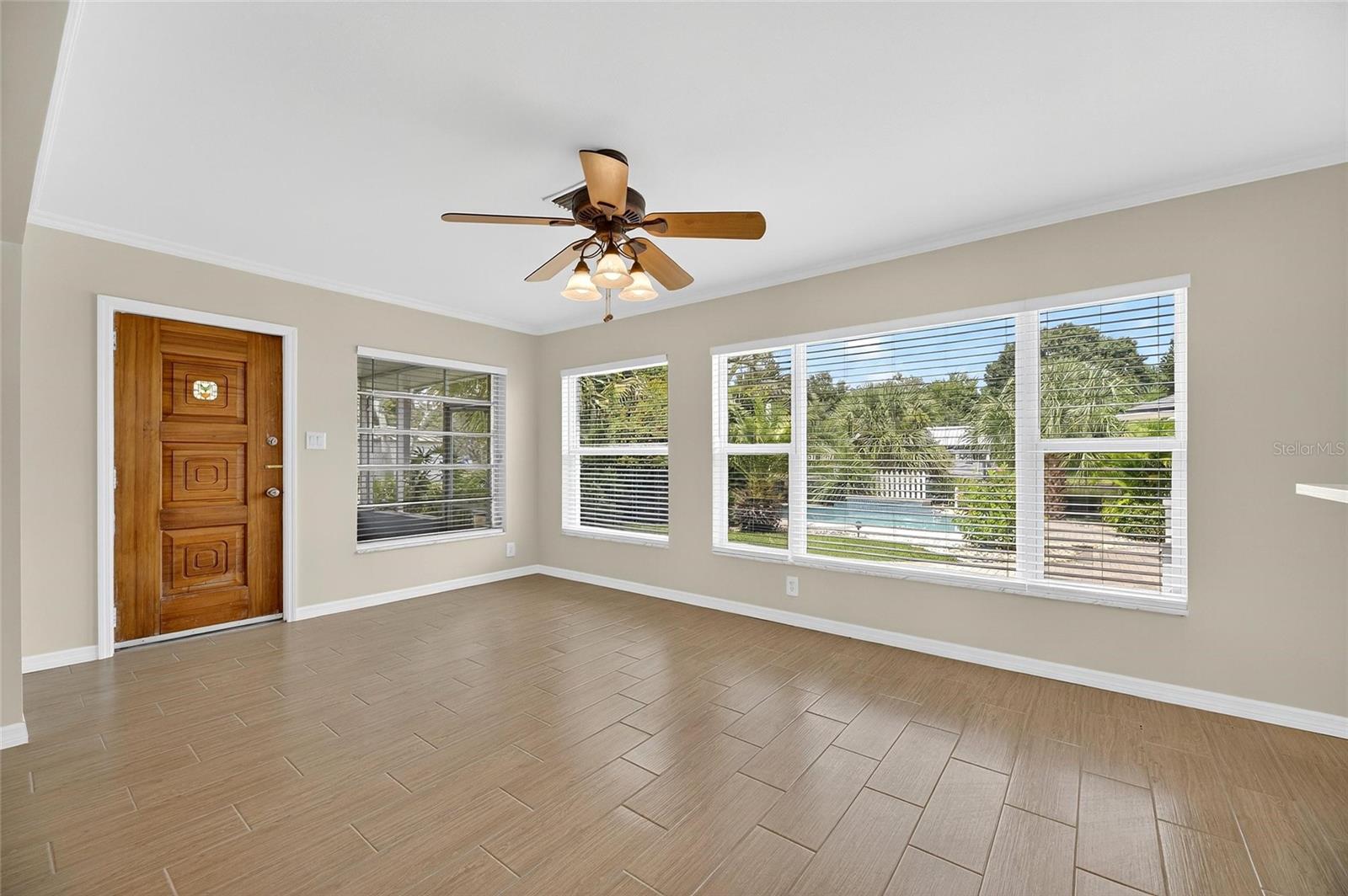 Family Room View Overlooking Pool w/Porch Access