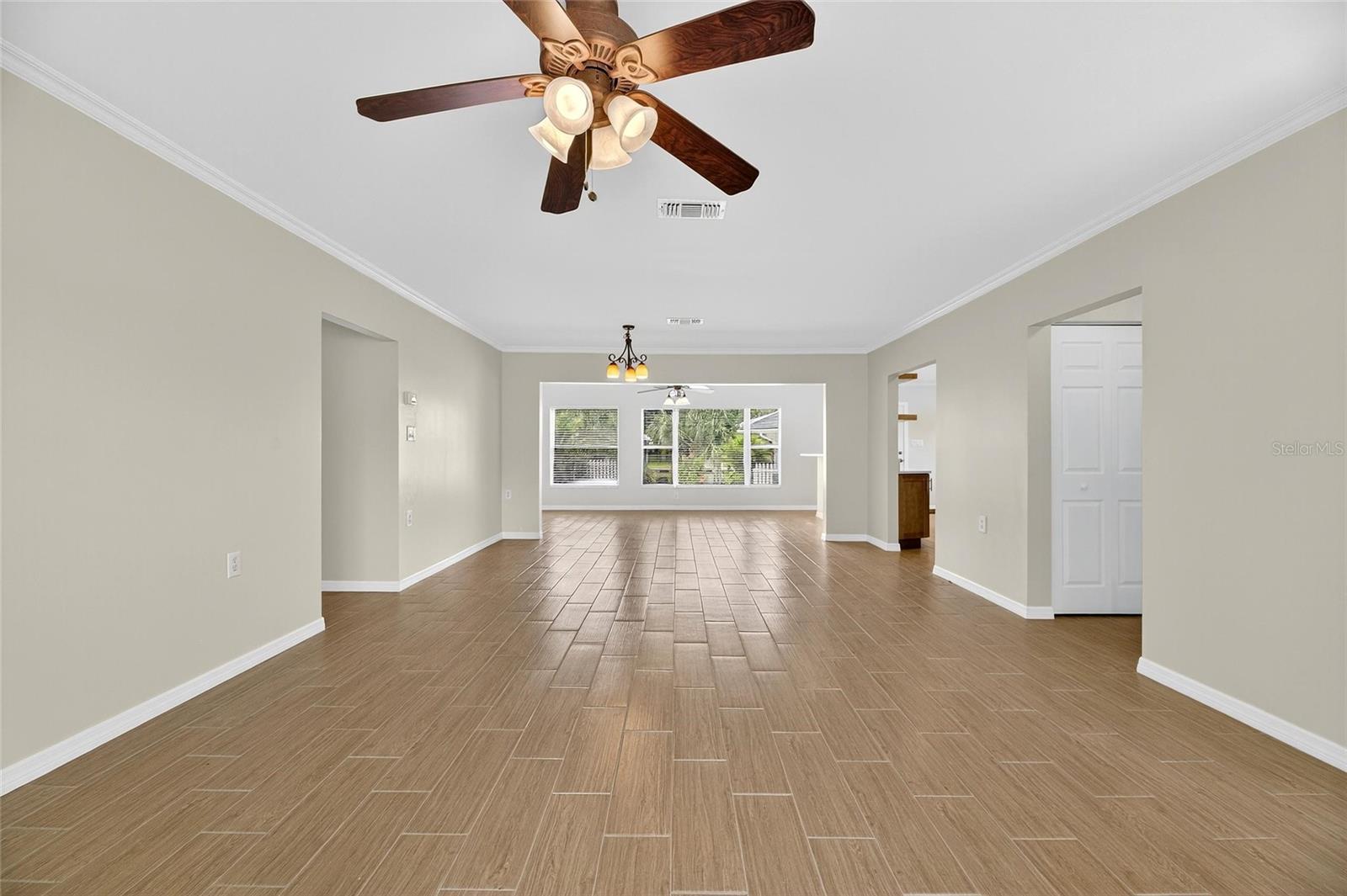 Living Room to Dining Room to Family Room View